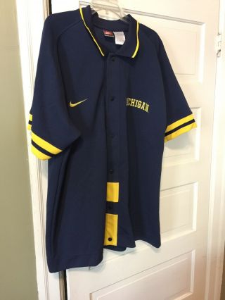 Vtg Nike Michigan Wolverines Jersey Shirt Full Button Up Baseball Collar Xxl
