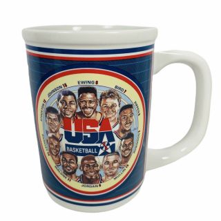 Vtg 1992 Dream Team Usa Basketball Ceramic Stein [jordan Bird Magic] Coffee Mug