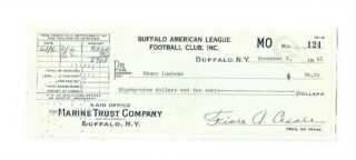 1941 Buffalo Tigers Football Player Game Check Henry Luebcke Afl Iowa Hawkeyes