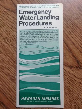 Safety Card Hawaiian Airlines Emergency Water Landing 1960s Dc - 6 Ys - 11 Folder