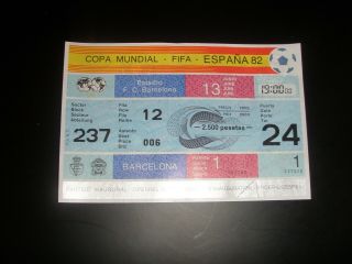 Soccer Football Fifa World Cup 1982 Ticket Game 1 Belgium V Argentina
