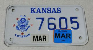 2015 Kansas U.  S.  Veteran Motorcycle License Plate