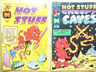Vintage Hot Stuff Comic Books,  126 Hottest Devil In Town & 1 Creepy Caves