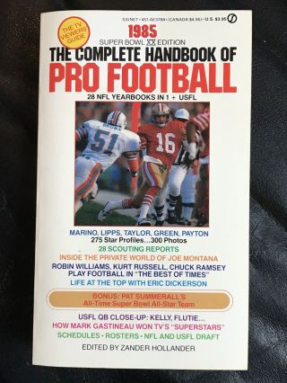The Complete Handbook Of Pro Football 1985 Edition,  Football Books.  Joe Montana