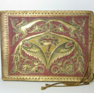 Antique Victorian Hand Tooled Leather Photo Album Book Only No Photos 10 X 13 In