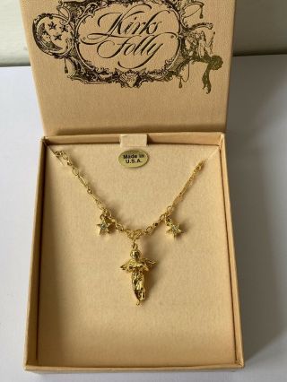 Vintage Kirks Folly Usa Cherub Angel Star Necklace - Boxed
