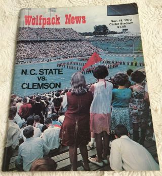 North Carolina State Vs Clemson - Wolfpack News Football Program Nov 18,  1972