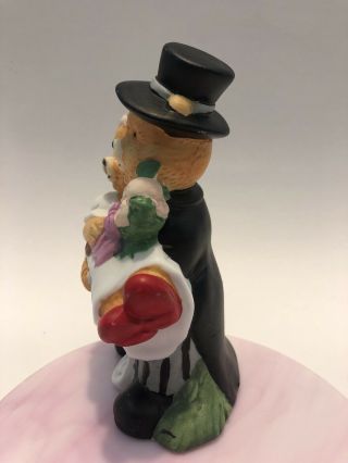 Bride and Groom Bear Ceramic Bisque Groom Carrying Bride Cake Topper Figurine 2