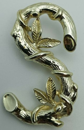 Vintage Sarah Coventry Letter S Brooch Pin Bamboo Abc Series Gold Tone