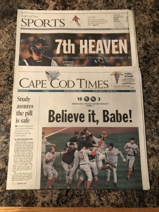 2004 Boston Red Sox V Yankees Baseball Playoff Newspaper.  Game 7
