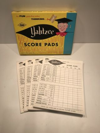 3 - 1/2 Vintage Yahtzee 1956 Score Pads Cards - W/ Box