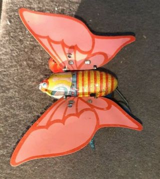Vintage Tin Wind Up Butterfly Toy with Celluloid Wings - - Made in Japan 2