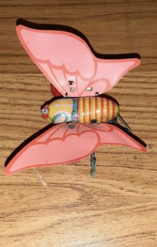 Vintage Tin Wind Up Butterfly Toy with Celluloid Wings - - Made in Japan 3
