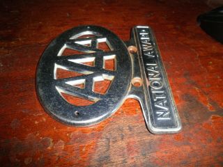 Vintage Aaa National Award Emblem License Plate Topper Badge Chrome