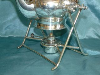 Antique Victorian Silver Plate Spirit Kettle Stand Burner - James Deakin 3