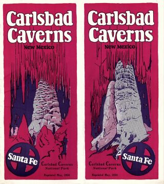 Santa Fe Railroad Vintage 1934 Brochure Carlsbad Caverns Mexico Photos Map