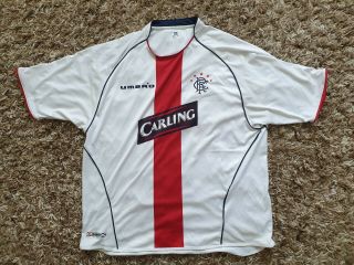 Glasgow Rangers Away Shirt Jersey Top 2005/06 Size Xxl Vintage White