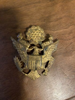 Vintage U.  S.  Military Pin Badge Brass Eagle E.  Pluribus Unum Us Army Officer