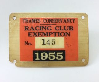 Vintage 1955 Thames Conservancy Racing Club Exemption Plate Rowing Boat Race ?
