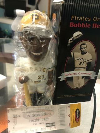 Roberto Clemente September 08,  2001 Pnc Park Exclusive Bobble Head Ticket Include