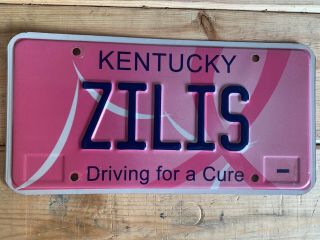 Kentucky (ky) Breast Cancer Pink Ribbon License Plate Vanity Customized Zilis