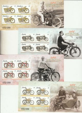 2018 Impression: Vintage Motorbike M/ss Set Of 4.  Only 250 Issued.  Muh.  Very Rare