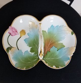 Antique Large German Schumann Porcelain Serving Bowl Art Nouveau Pink Poppy