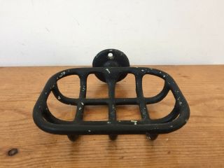 Vtg Antique Black Cast Iron Wall Mountable Rectangle Soap Holder Dish Basket 3