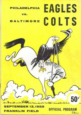 September 13,  1959 Baltimore Colts Vs Philadelphia Eagles Football Program