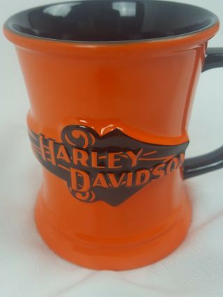 Harley Davidson 2002 Orange And Black Coffee Mug 3d Logo Official Licensed