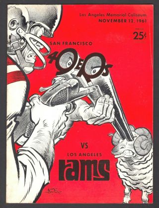 1961 Nfl Pittsburgh Steelers Vs.  Los Angeles Rams Football Game Program
