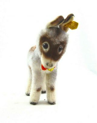 RARE Vintage German STEIFF Grey GRISSY DONKEY With Button & Tag 7 