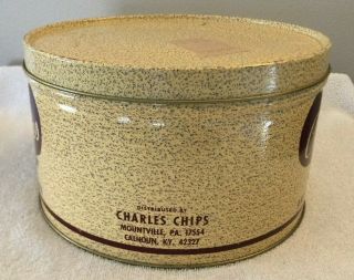 Vintage Charles Cookies Metal Tin Can Canister Dream Puffs Sticker On Lid 2