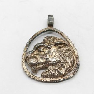 Vintage Solid Sterling Silver Leo The Lion Star Sign Horoscope Pendant