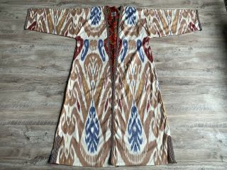 Uzbek Vintage Handmade Robe Dress Chapan Jacket Coat Ikkat Chapan N6