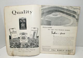Vintage Official 1962 World Series Program Between Ny Yankees And Sf Giants You