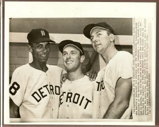 1963 Press Photo Bill Faul,  Billy Bruton,  Al Kaline Of The Detroit Tigers Celebra