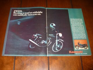 1977 Kawasaki Kz1000 - A Road At Midnight Z1000 - 2 Page Ad