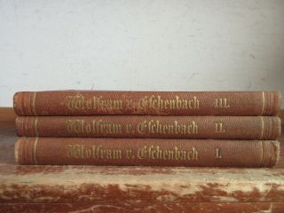 Old WOLFRAM VON ESCHENBACK PARZIVAL / TITUREL Book Set 1870 - 1871 ANTIQUE POETRY 2