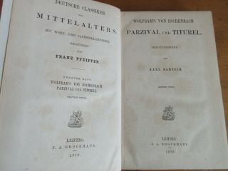 Old WOLFRAM VON ESCHENBACK PARZIVAL / TITUREL Book Set 1870 - 1871 ANTIQUE POETRY 3