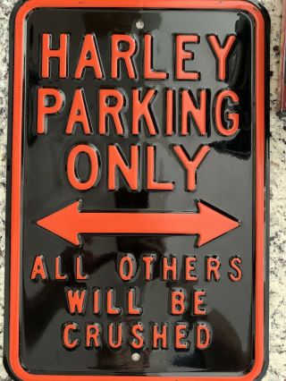 Harley - Davidson Tin Sign,  H - D Embossed Parking Only Sign,  Black 2010971