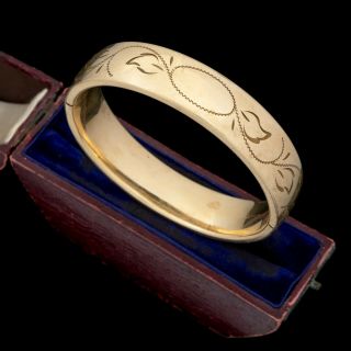 Antique Vintage Art Nouveau Style 12k Gold Filled Gf Carla Corp Bangle Bracelet