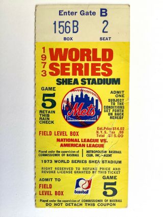 1973 World Series Game 5 Ticket Stub York Mets Oakland Athletics Tom Seaver