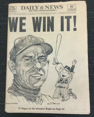 Mets Win Pennant - Baseball - 1969 York Daily News Newspaper