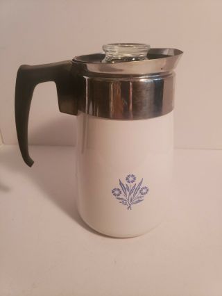 Vintage Corning Ware Stove Top Coffee Pot 6 - Cup Percolator Blue Corn Flower