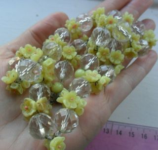 Vintage Jewellery Art Deco Glass Beads Necklace Uranium ? Flower Beads Tlc
