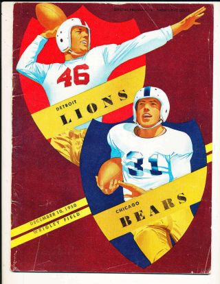 12/10 1951 Chicago Bears Vs Detroit Lions Football Program Nfl7