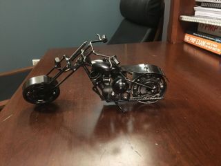 Chopper Long Fork Motorcycle Scrap Metal Sculpture Art