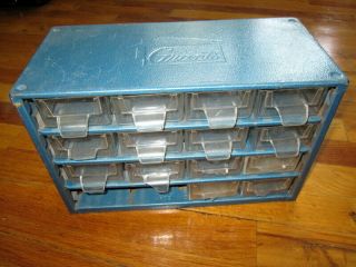 Vintage Grants 14 Plastic Drawers Bins Metal Cabinet Tool Box Made In Denmark