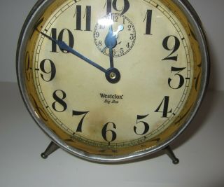 Antique Westclox Big Ben Peg Legs Alarm Clock Nickle Plated (Store 2) 2